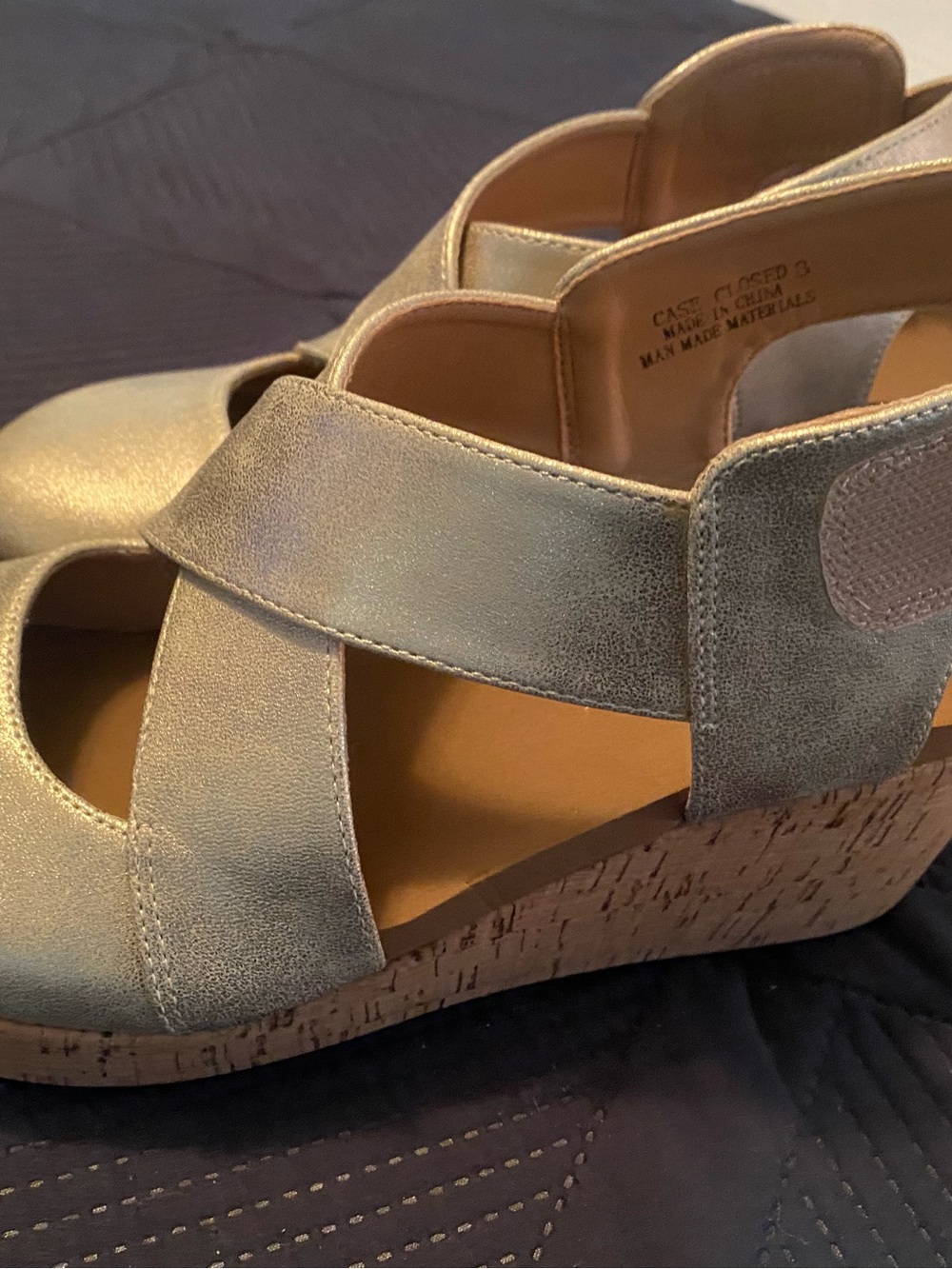 Corkys Metallic Gold Cork Wedge Sandals